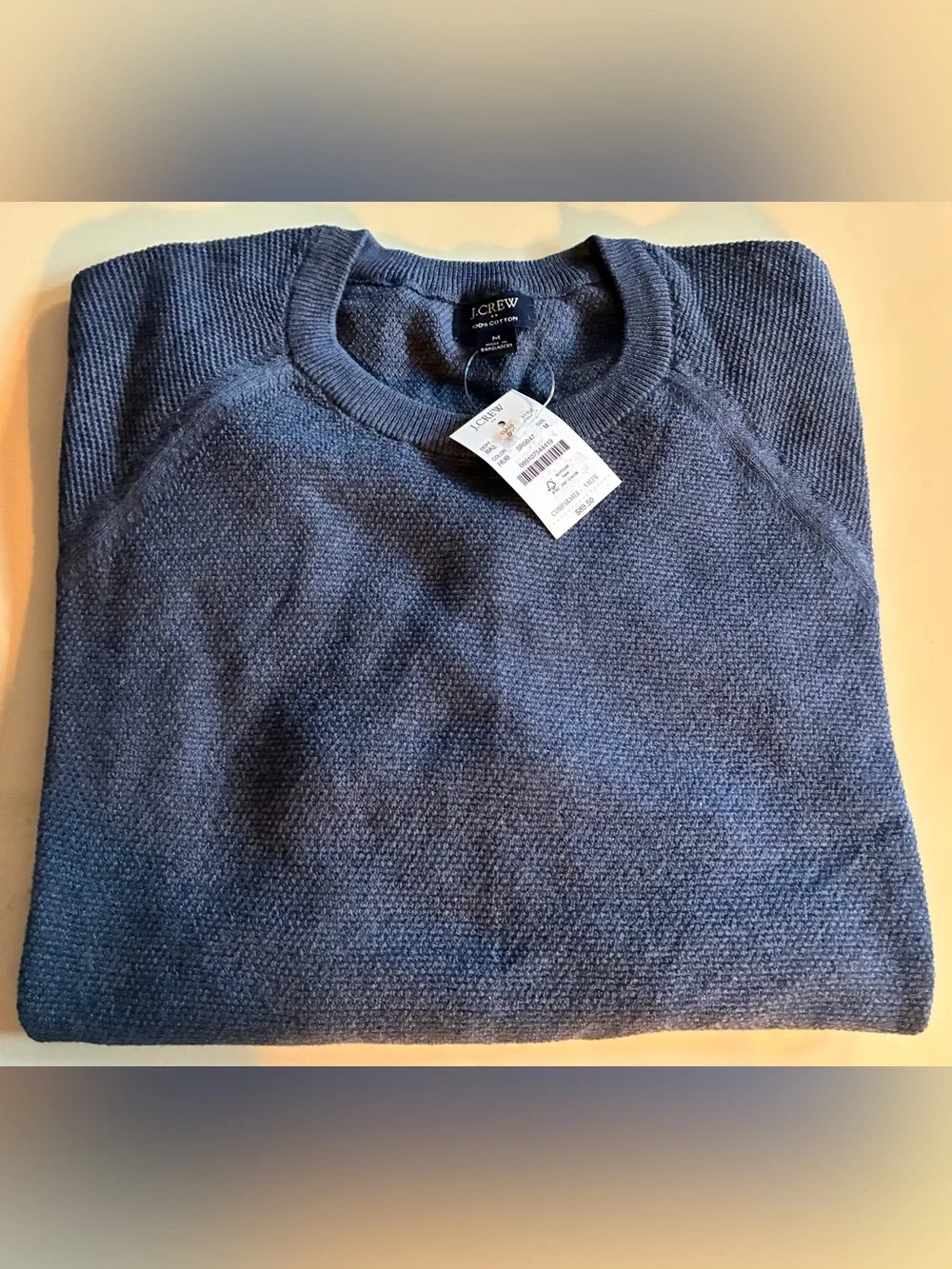 J.Crew Men’s 100% Cotton Seed-Stitch Crewneck Sweater. M. NWT.